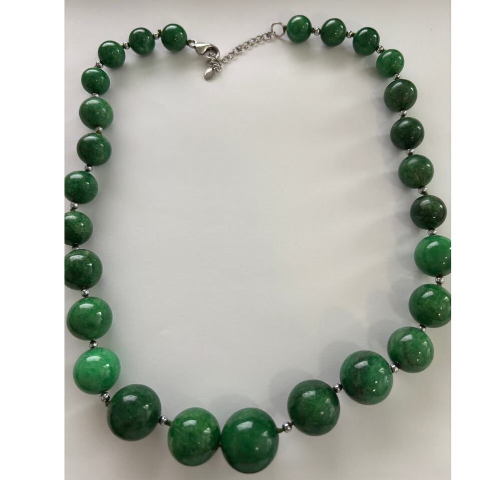 Lucas Lameth Luc 925 Signed Green Graduated Beads Hydrogrossular Garnet Necklace